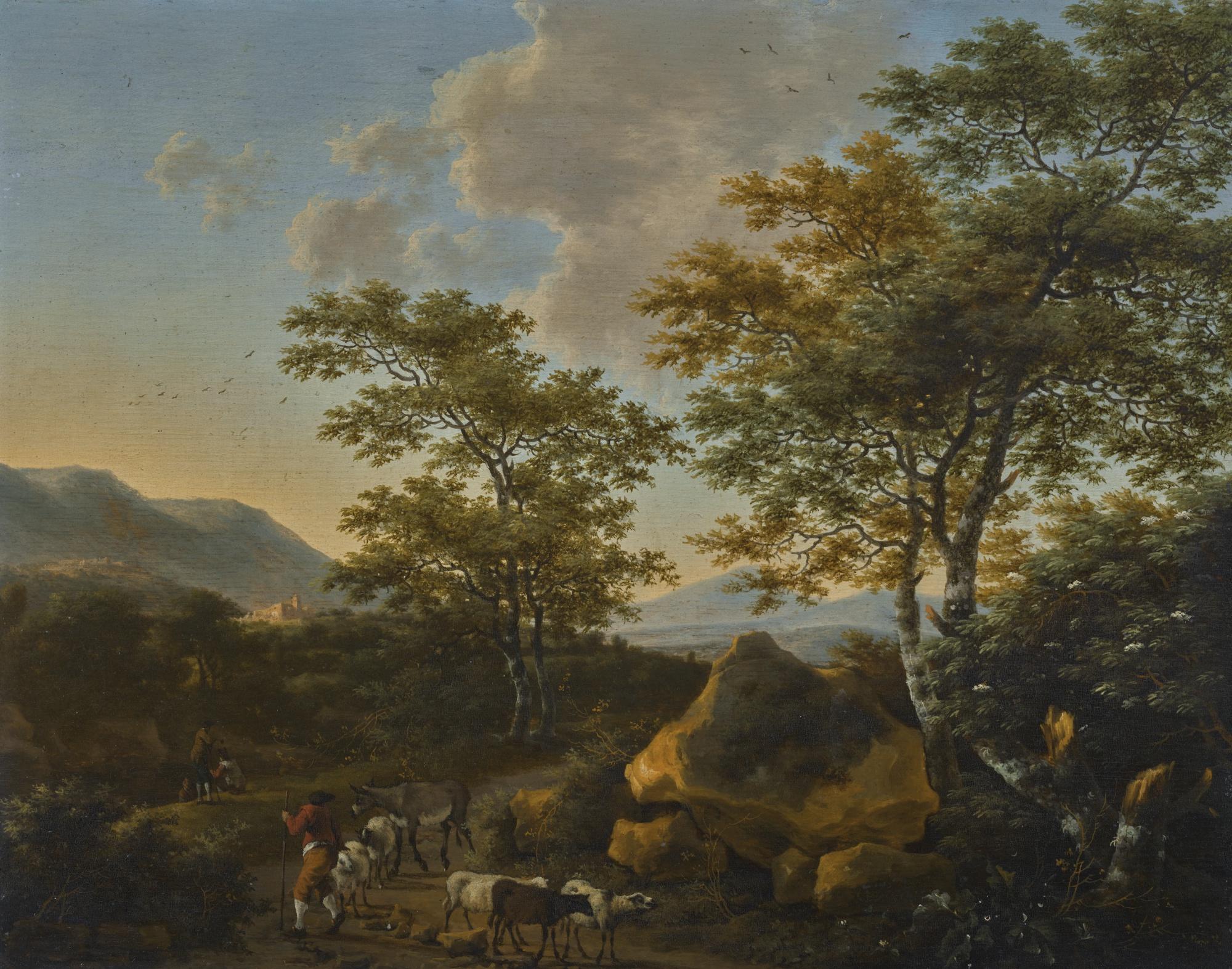 Willem De Heusch - Italianate Landscape With Shepherds