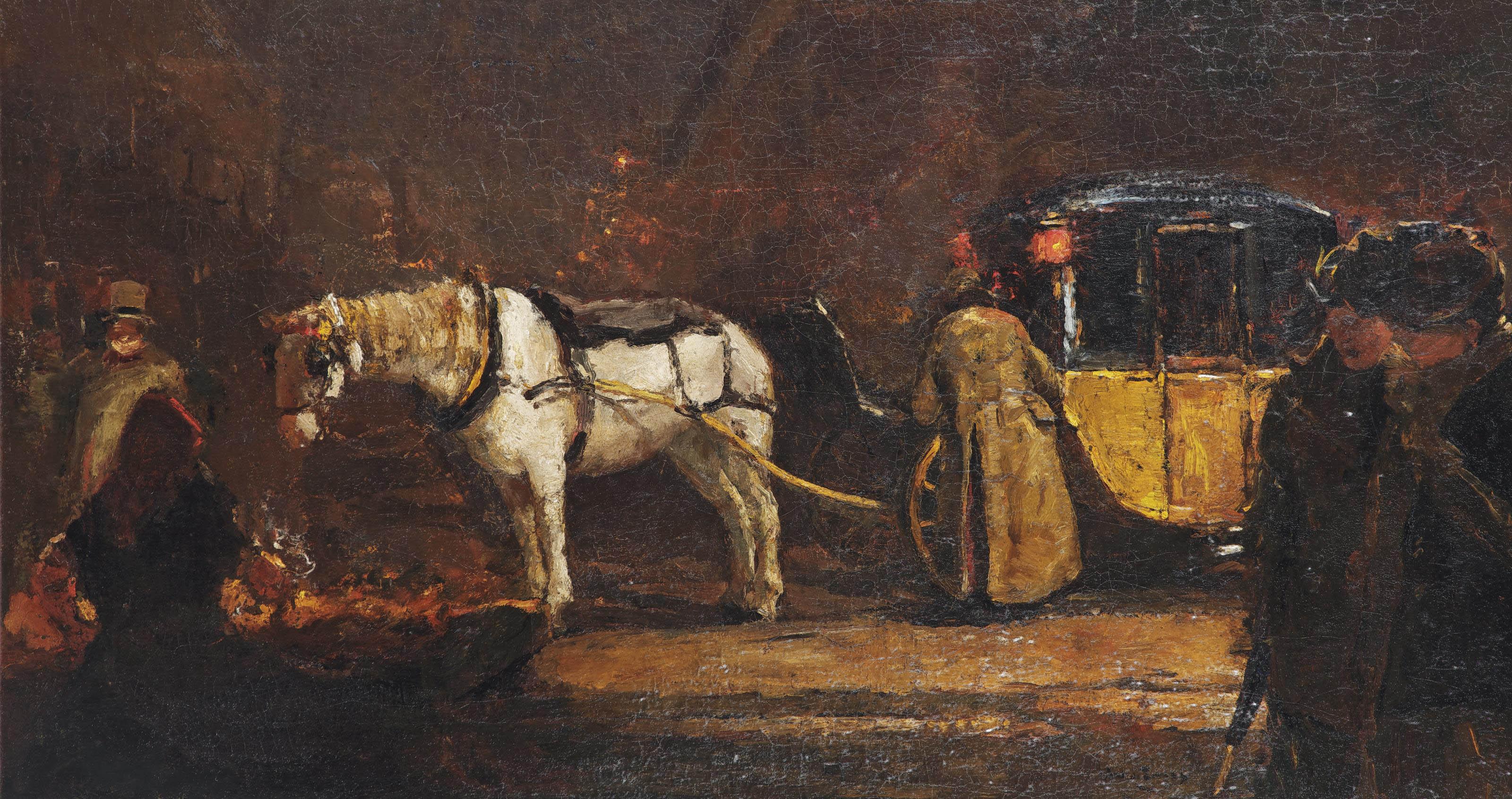Willem de Zwart - A night scene with a carriage, Paris