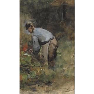 Willem de Zwart - At Work In The Garden
