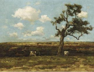 Willem De Zwart - De eik: cows by an oak tree in a landscape