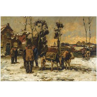 Willem De Zwart - Dutch The Cattle Market In Hilversum In Winter 