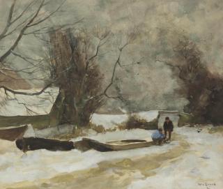 Willem de Zwart - Figures on a frozen canal