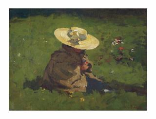Willem De Zwart - Marietje in het gras: the daughter of the artist with a straw head