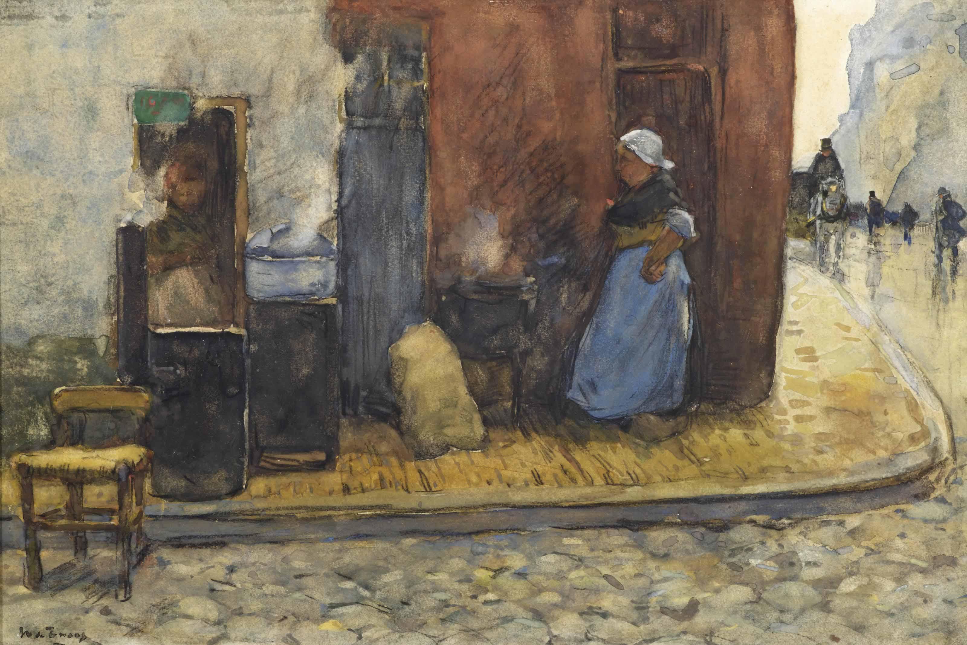 Willem de Zwart - Roasting chestnuts in the streets of Paris
