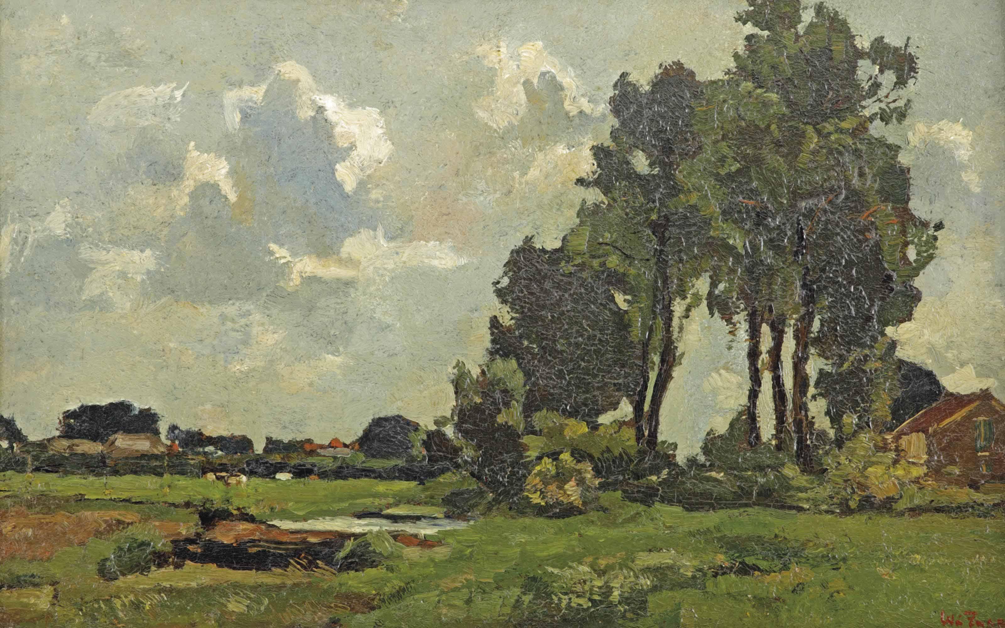 Willem de Zwart - The old trees beside the farm house