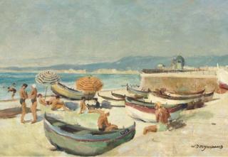 Willem Dooijewaard - Bathers On The Beach, Nice