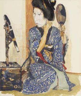 Willem Dooijewaard - Geisha in front of a mirror, Kyoto