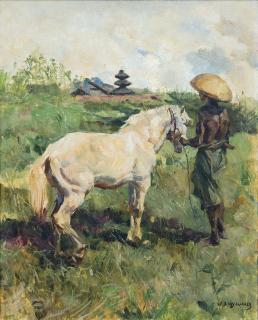 Willem Dooyewaard - Balinese Man with a Horse