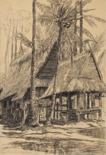 Willem Dooyewaard - Drawing Of A Kampong