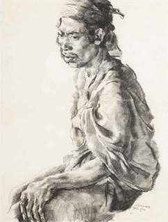 Willem Dooyewaard - Seated Balinese man