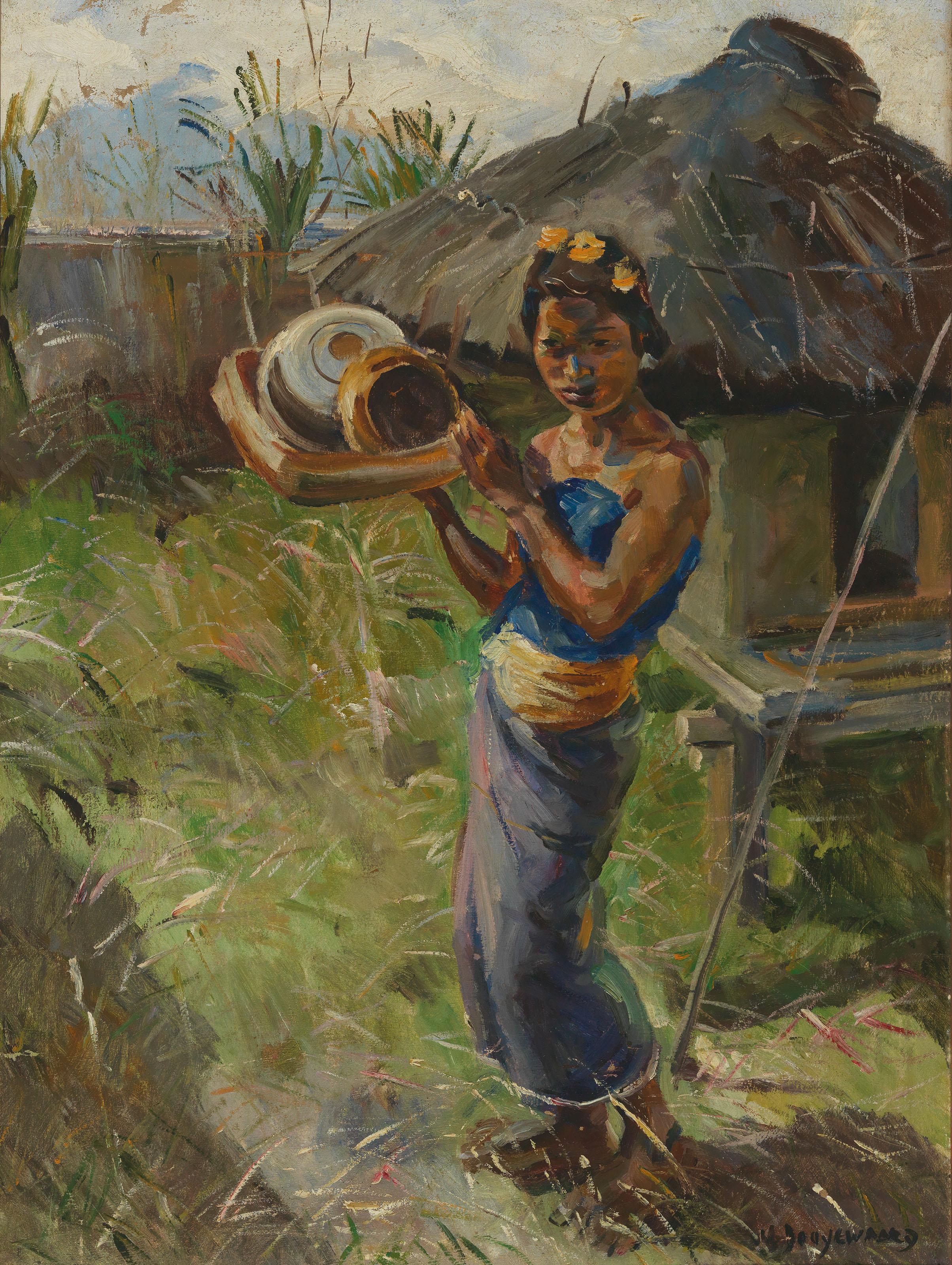 Willem Dooyewaard - Verdant Bali (Woman In Front Of A Hut)