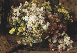 Willem Elisa Roelofs - A Flower Still Life With Chrysanthemums