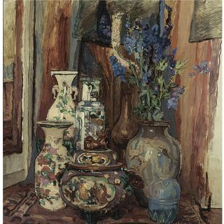 Willem Elisa Roelofs - A Still Life With Chinese Vases