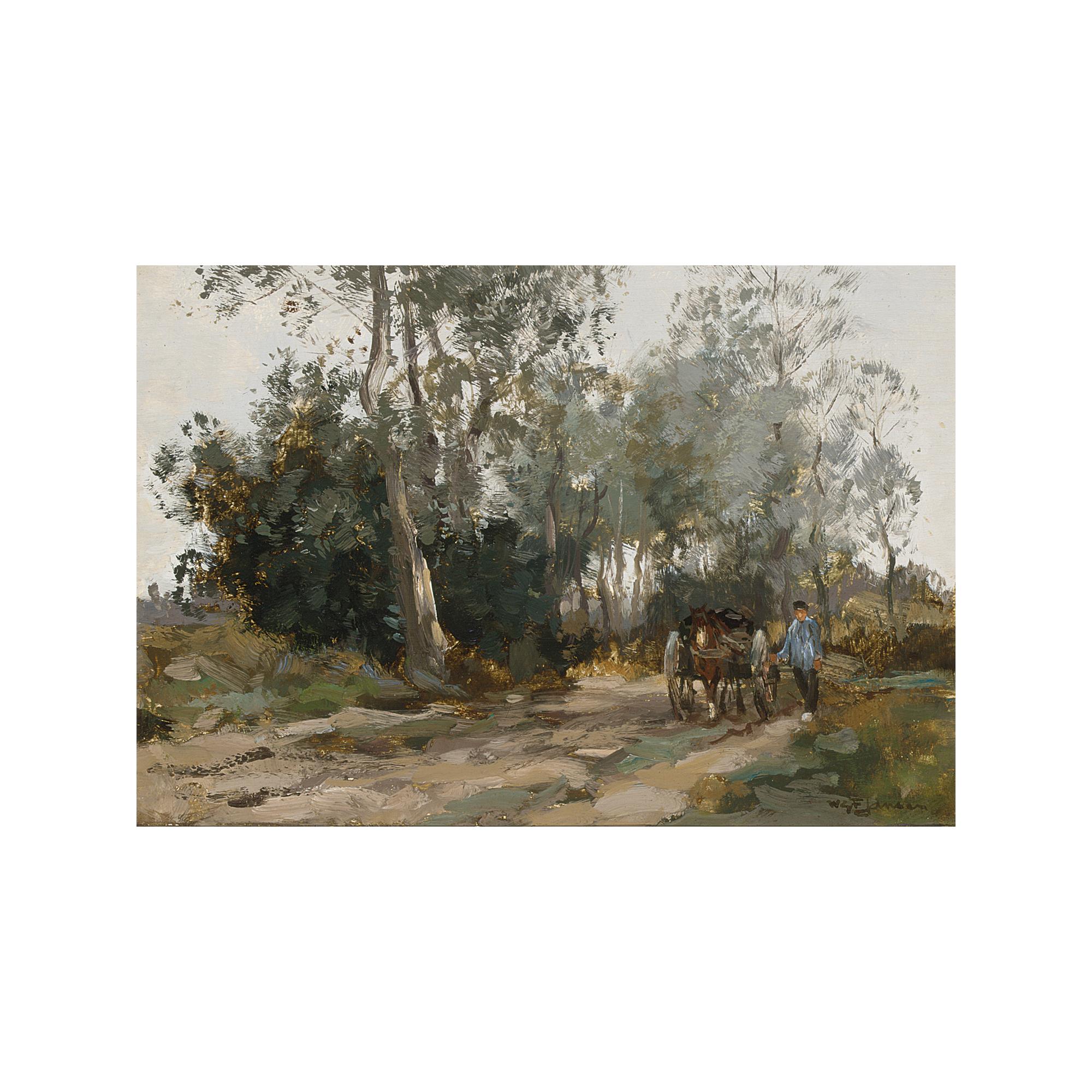 Willem George Frederik Jansen - A Horsedrawn Cart On A Country Lane