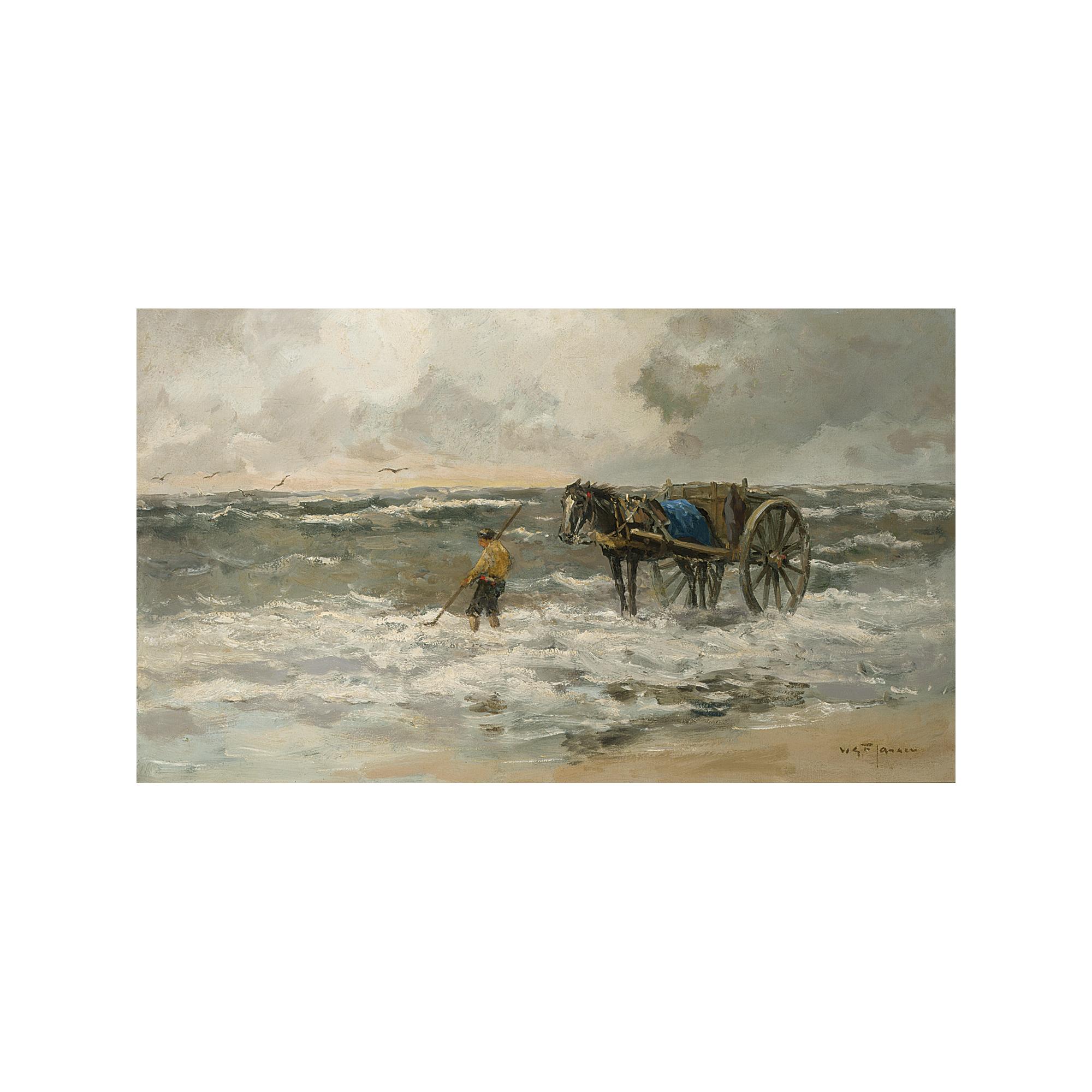 Willem George Frederik Jansen - A Shell Fisher In The Breakers