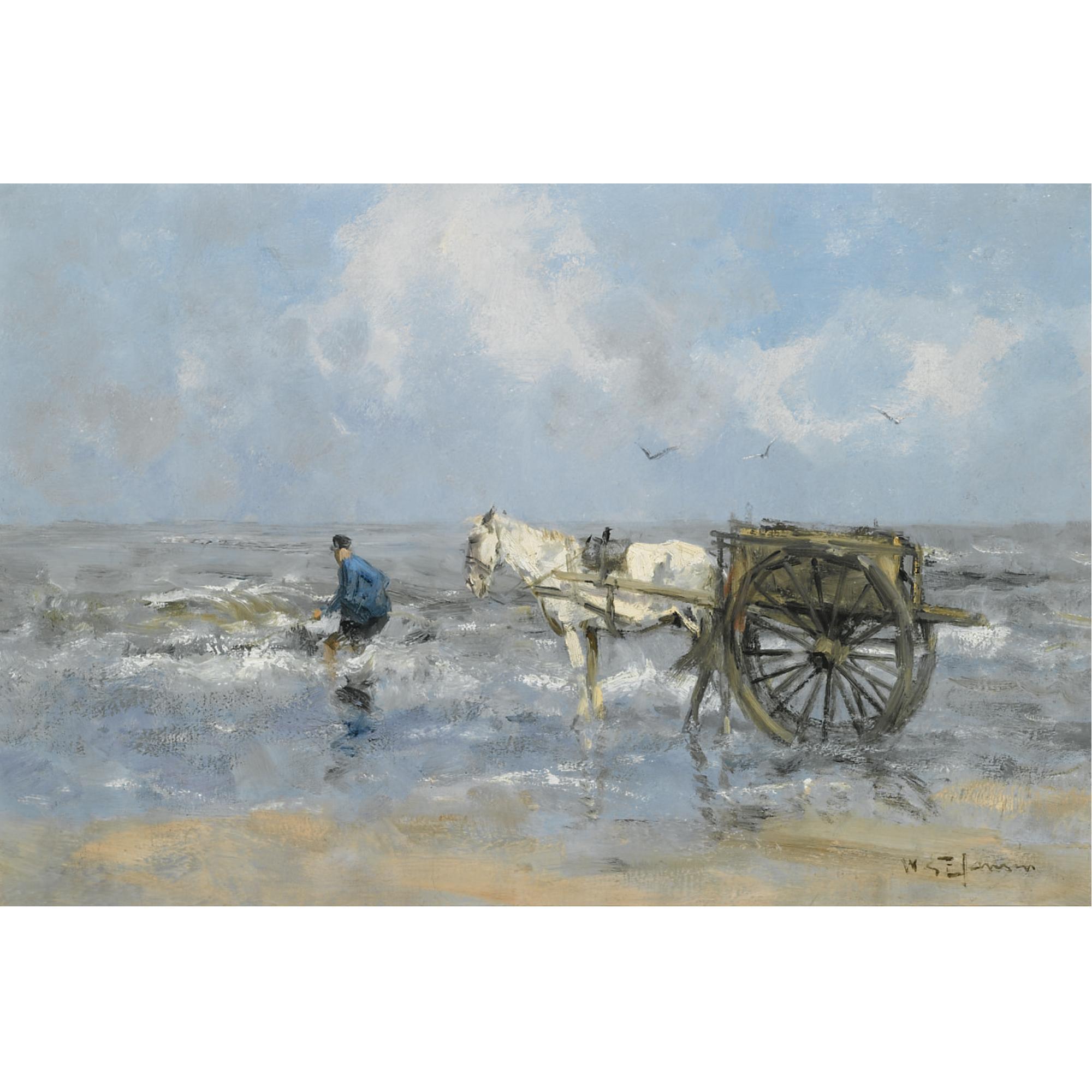 Willem George Frederik Jansen - A Shell Fisher In The Breakers