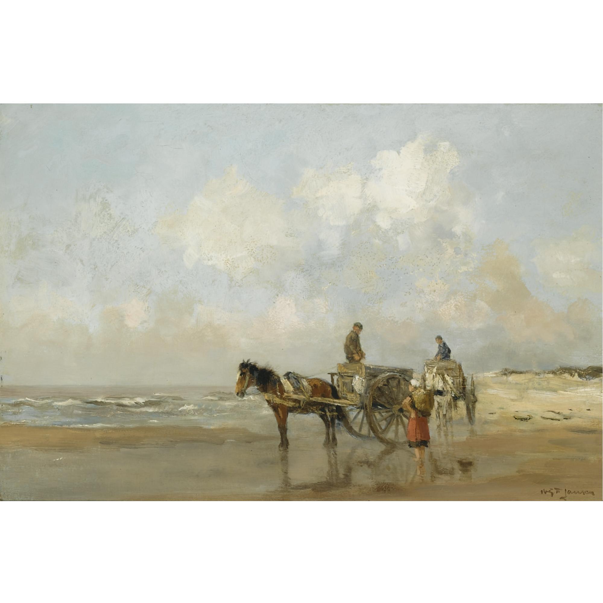 Willem George Frederik Jansen - Fisher Folk On The Beach
