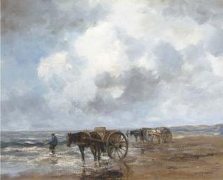 Willem George Frederik Jansen - Shellfishers on the beach
