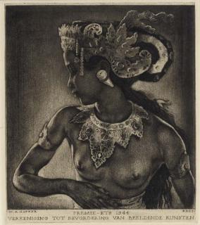 Willem Gerard Hofker - Ni Asoeg with Ardja headdress - premie ets