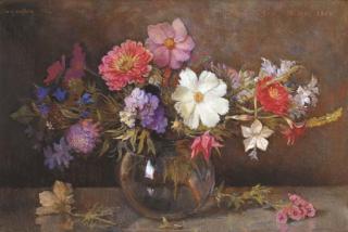 Willem Gerard Hofker - Various Flowers In A Vase