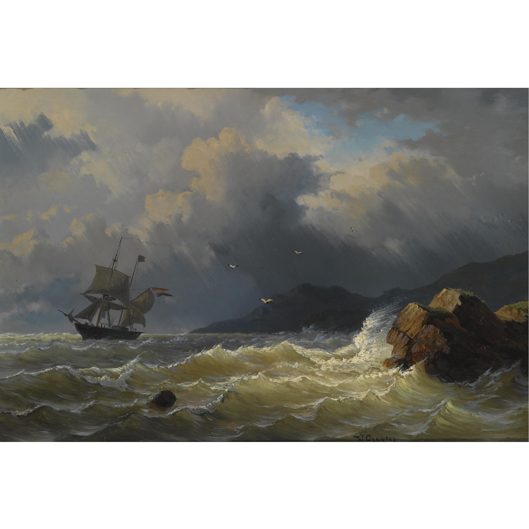 Willem Gruyter - A Sailing Vessel Near A Rocky Coast