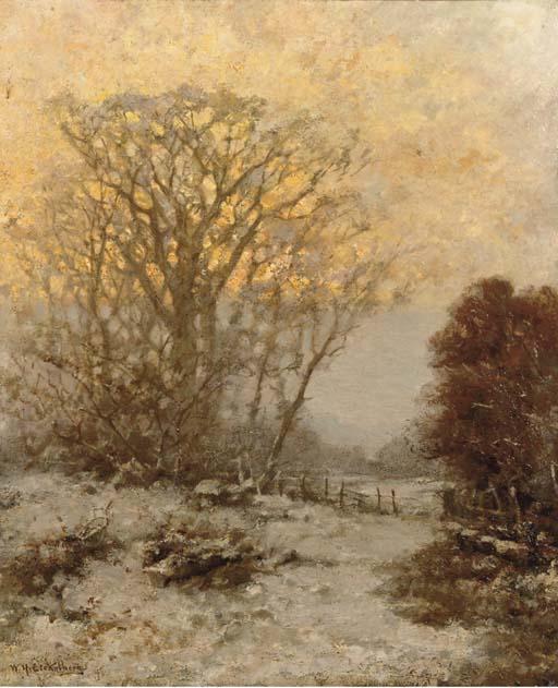 Willem Hendrik Eickelberg - Sunset over a snowcovered landscape