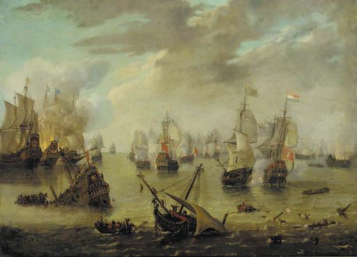 Willem Hermanez Van Diest - A battle during the first Anglo-Dutch War of 1652-54