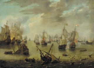 Willem Hermanez Van Diest - A battle during the first Anglo-Dutch War of 1652-54
