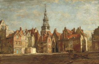 Willem Hofker - Afbraak Jonker & Ridderstraat met de Montelbaanstoren, Amsterdam
