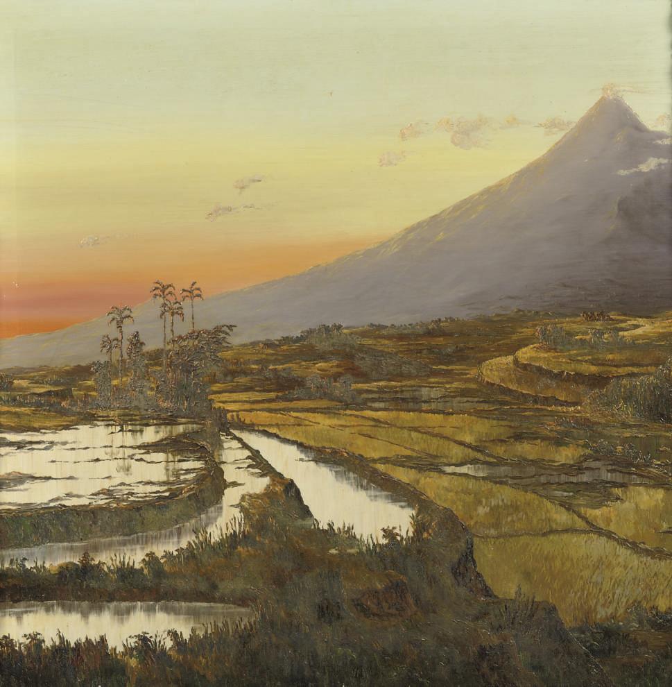Willem Imandt - Sawah landscape at sunset