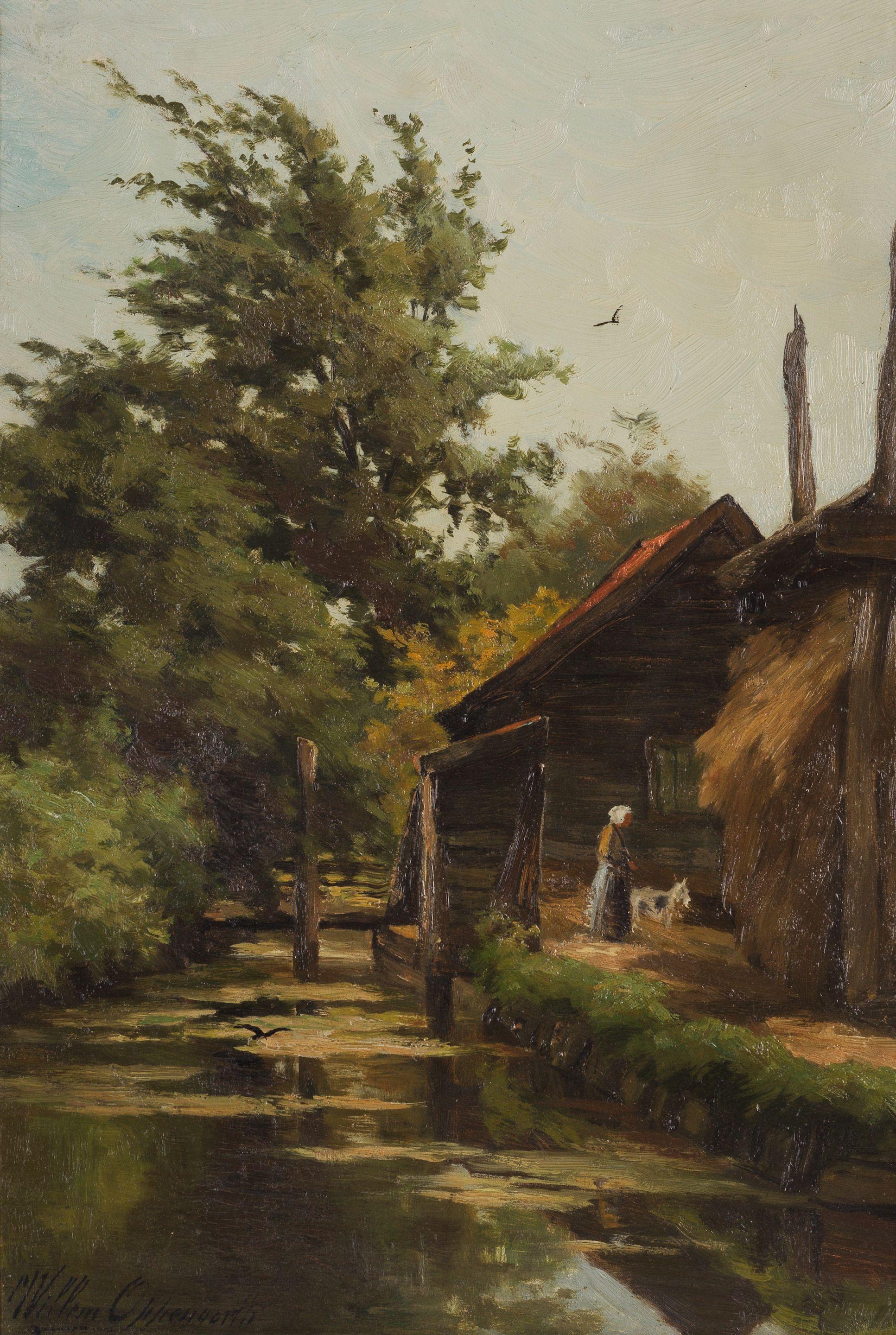 Willem Johannes Oppenoorth - A riverside farm