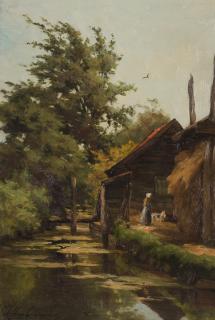 Willem Johannes Oppenoorth - A riverside farm