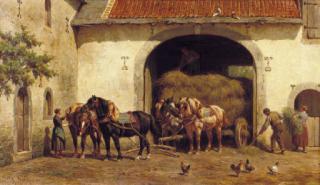 Willem Karel Nakken - Unloading the hay-wagon