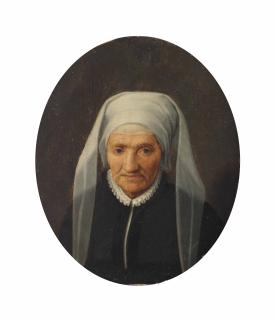 Willem Key - Portrait Of An Old Lady, Bust-Length, In A Black Dress With A White Collar And Headdress