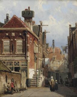 Willem Koekkoek - A Dutch street view