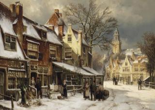 Willem Koekkoek - A Dutch Town In Winter