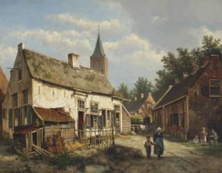 Willem Koekkoek - A Dutch town on a summer\'s day