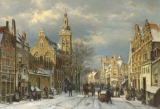 Willem Koekkoek - A Winter\'S Day In A Sunlit Street