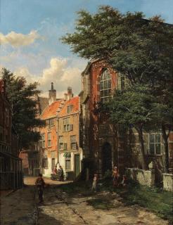Willem Koekkoek - Dutch Street Scene