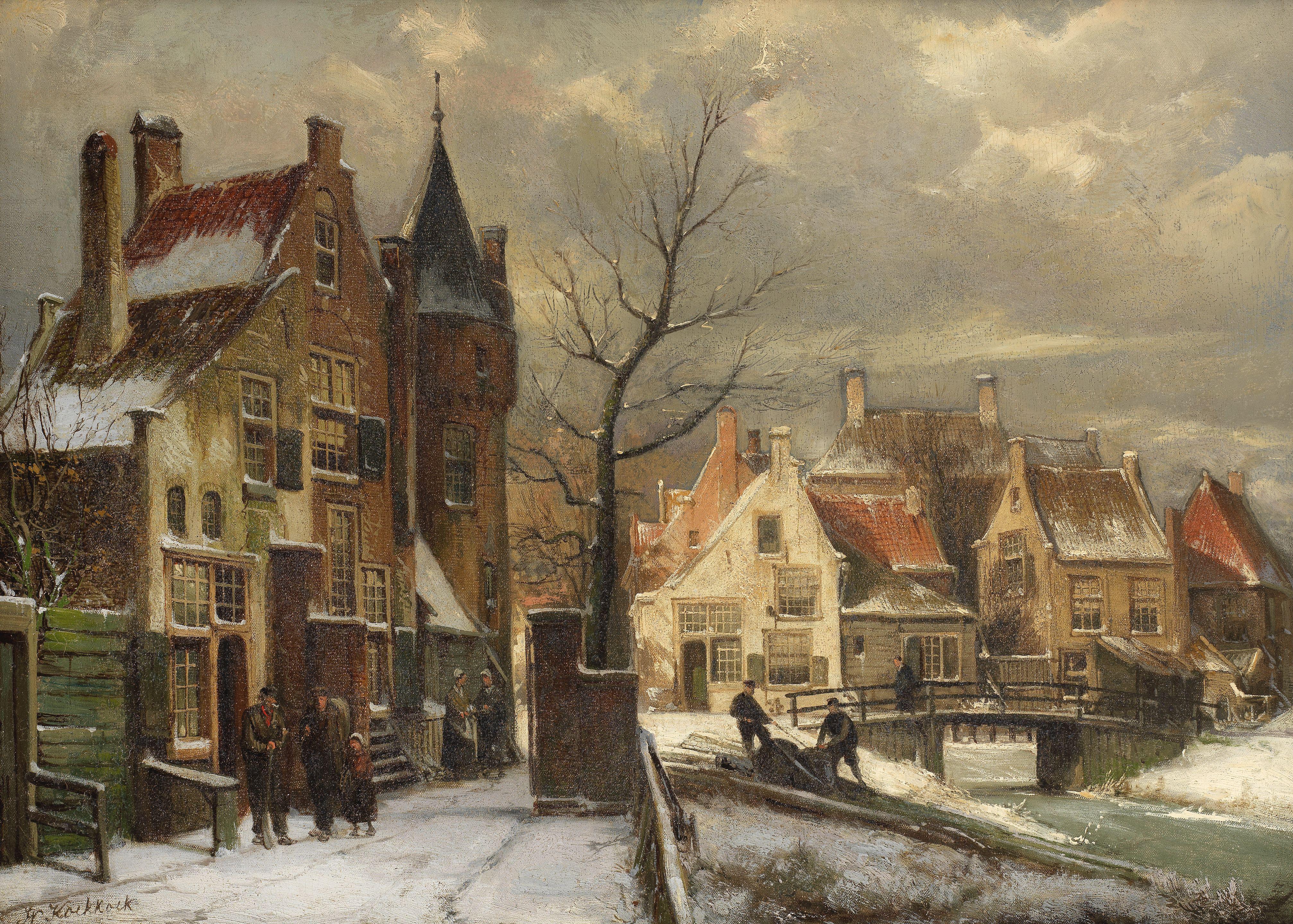 Willem Koekkoek - Winter in a Dutch town