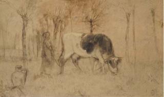 Willem Maris - A grazing cow
