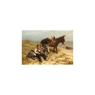 Willem Maris - A Herdboy With Donkeys On Scheveningen Beach