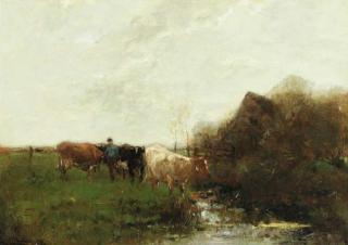 Willem Maris - A pastoral landscape