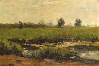 Willem Maris - A sunlit pasture - an oil study