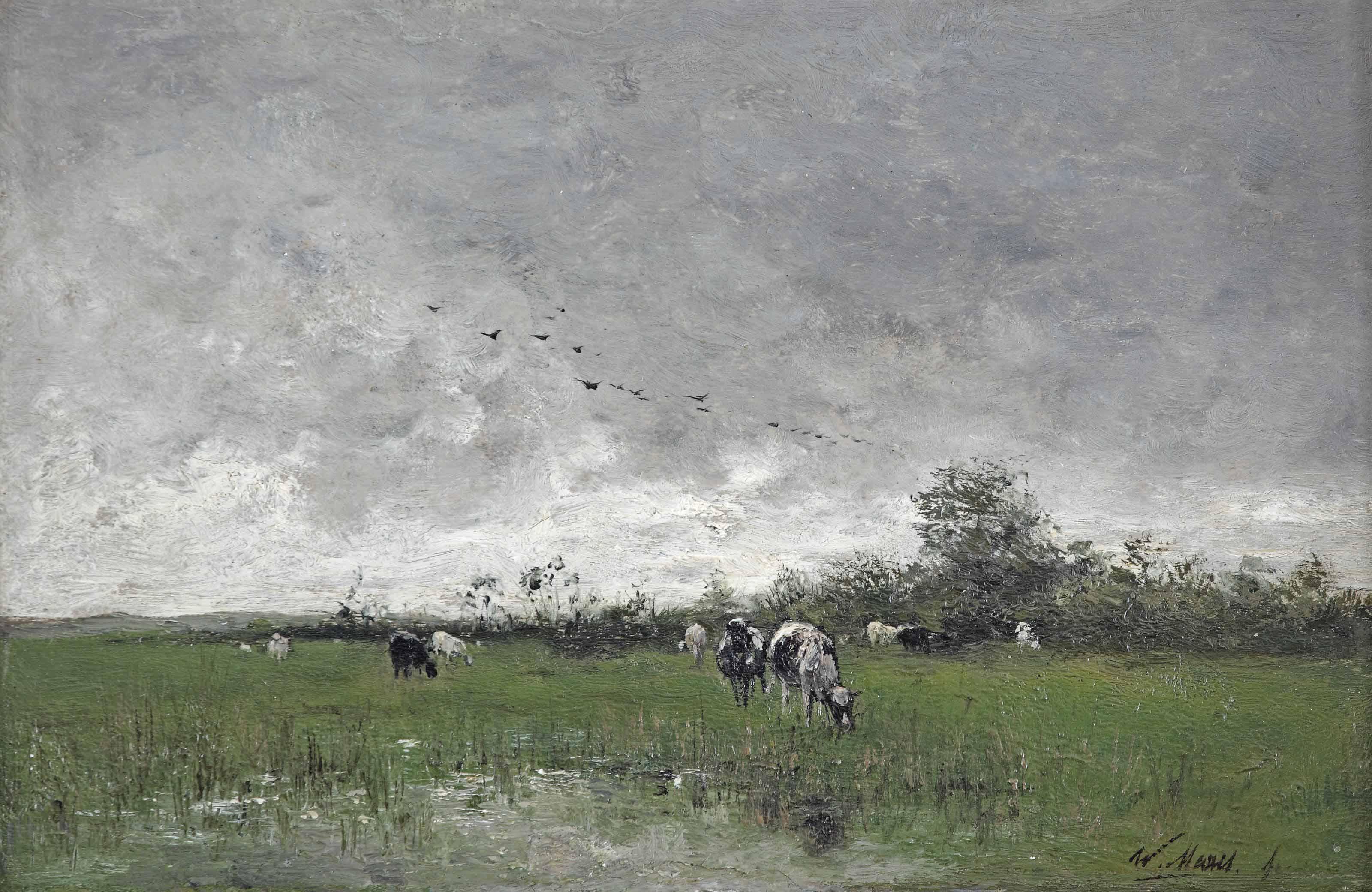 Willem Maris - Cows grazing in the polder