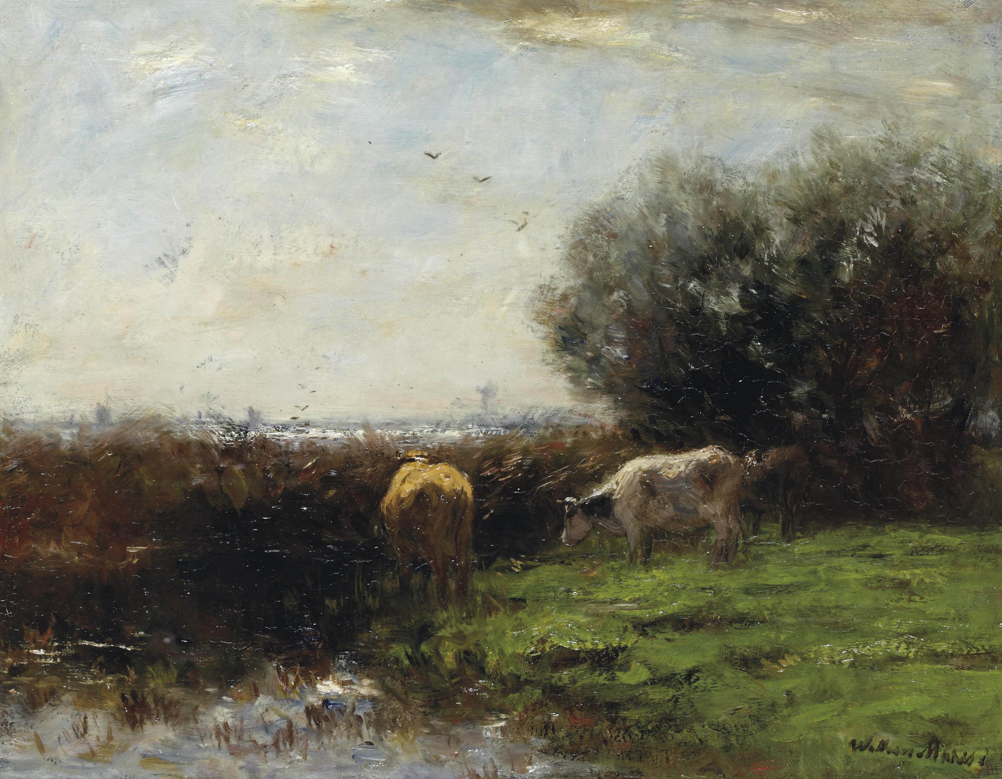 Willem Maris - Cows in Dutch polder landscape