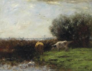 Willem Maris - Cows in Dutch polder landscape