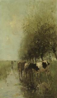 Willem Maris - Cows watering by willows