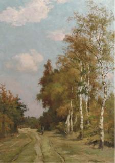 Willem Oppenoorth - A sportsman in a birchtree forest