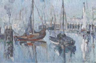 Willem Paerels - Sailing Boats In A Dutch Harbour